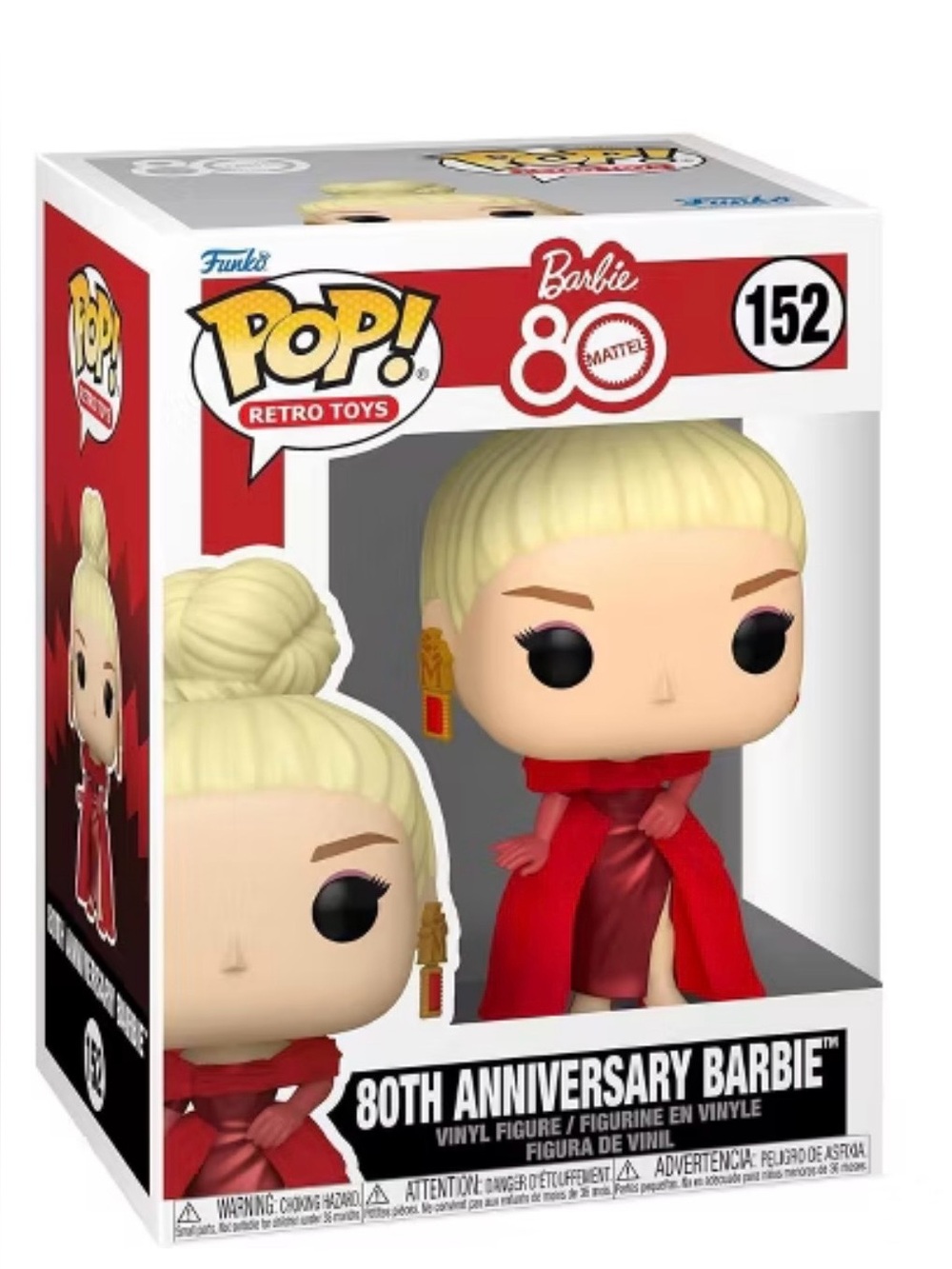Funko Pop Retro Line, Barbie 80th Anniversary #152 with Red Dress & Cape, NIB
